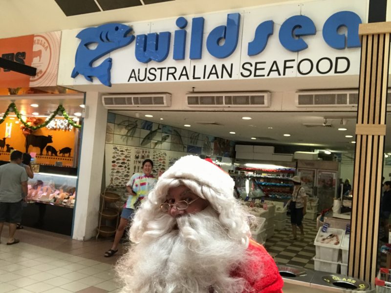 Santa enjoys Seafood in Summer